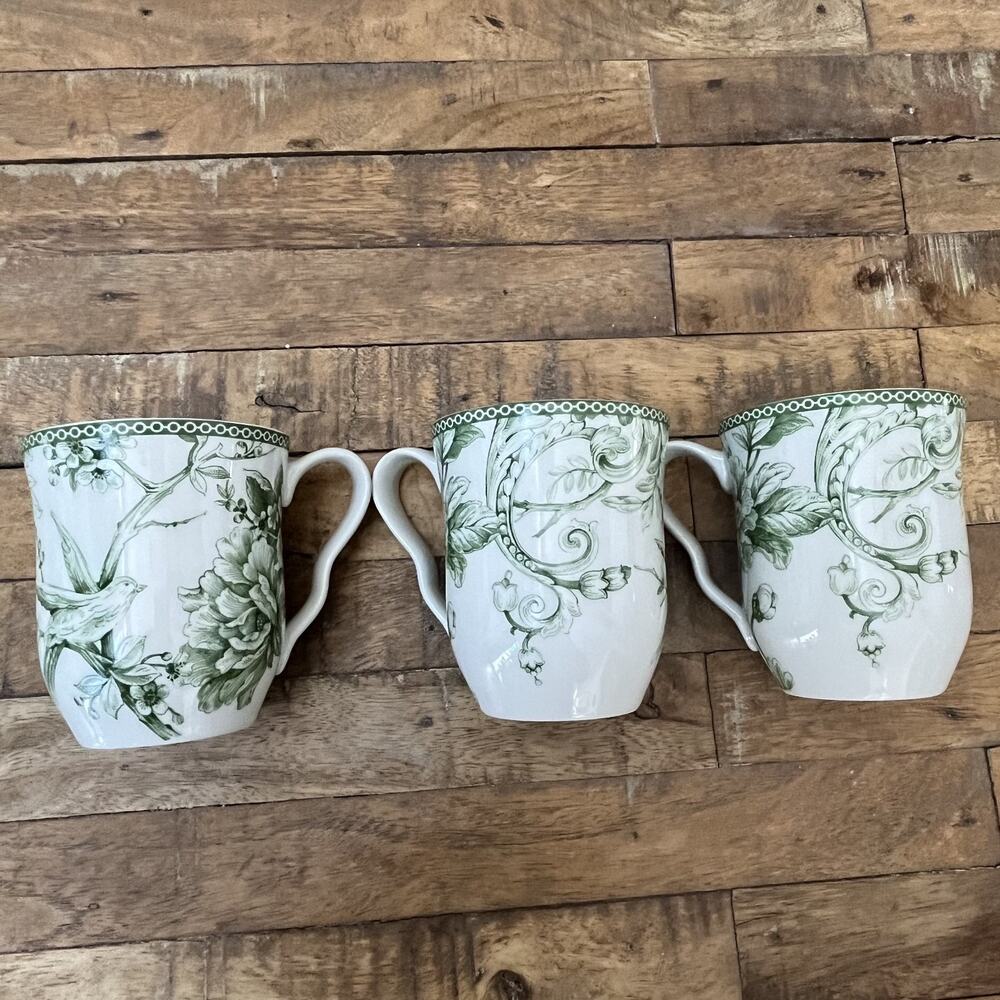 222 Fifth Adelaide Moss Green Mugs 4 1/4" Set of 3 - Picture 2 of 10